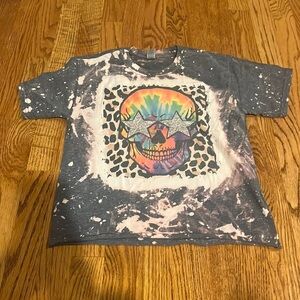 Gildan Girls Skull Tie Dye Tee Size M